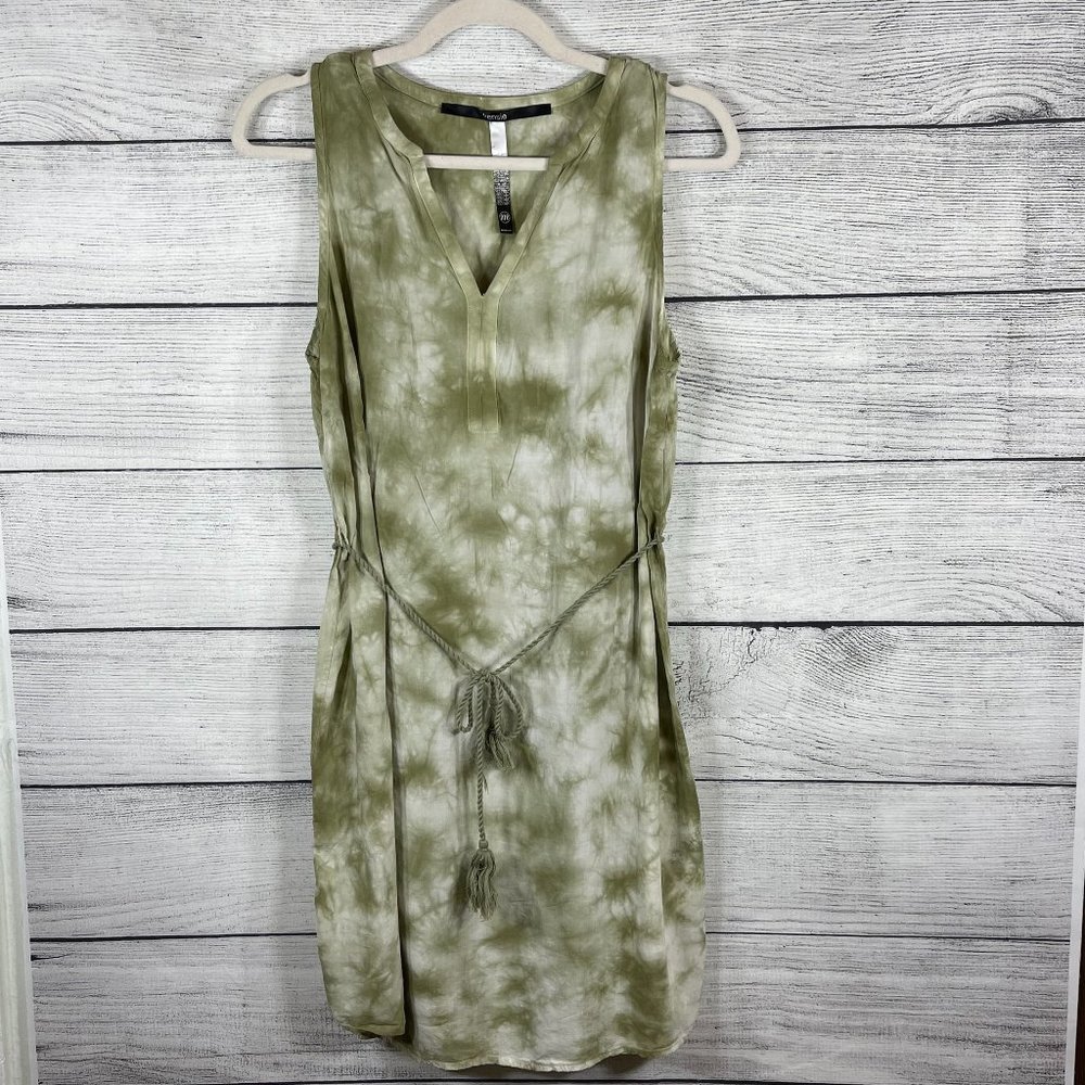 Kensie Women's Dusty Olive Combo Tie-Dye Rayon Dress Sz M